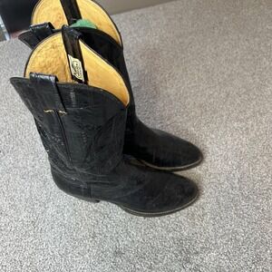 Nocona Boots Western‎ Cowboy Boots Mens Size 8.5D Black Leather Pointed Toe